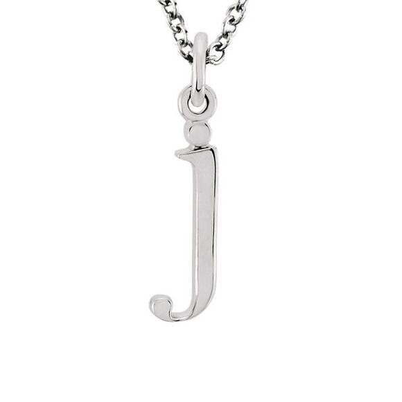 The Abbey Lower Case Initial 'j' Necklace in 14k White Gold, 16 Inch - Picture 1 of 3